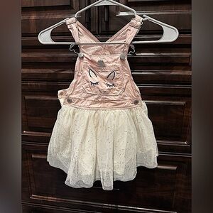 Oshkosh Pink unicorn Overall Dress with Tulle Skirt 3T no wear or stains